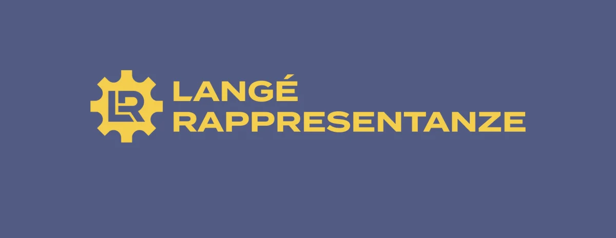 Langé Rappresentanze: Il logo nuovo: stesso ingranaggio e stesse iniziali, con forme pulite.